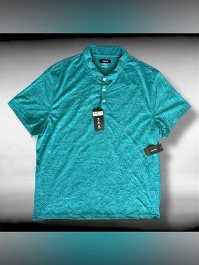 Men's Alfatech Alfani XL/XXL Moisture Wicking Teal Stretch Ethan Polo Shirt NWT